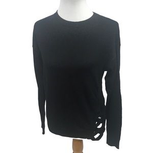 Michael Kors Black Cotton Blend Sweater Lattice Accent Misses size XS